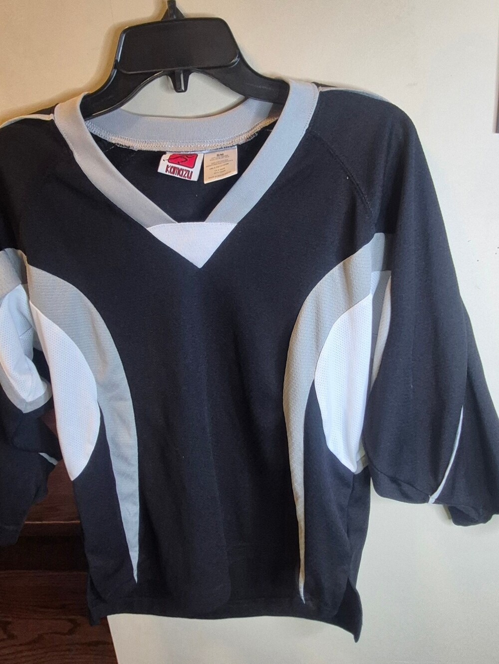 Black and White V-Neck Athletic Top